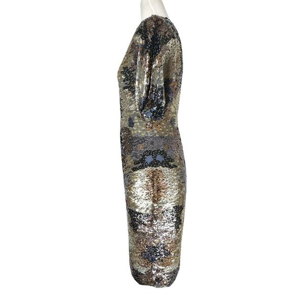 Naeem Khan Sequin Runway Dress 2010 gold silver black silk size 8 - Picture 4 of 11